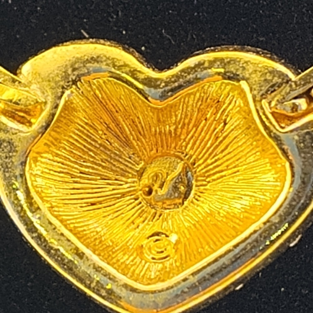 Authentic Vintage Signed SWAROVSKI CRYSTAL HEART LOVE NECKLACE GOLDTONE 16 ¾" - Picture 6 of 9